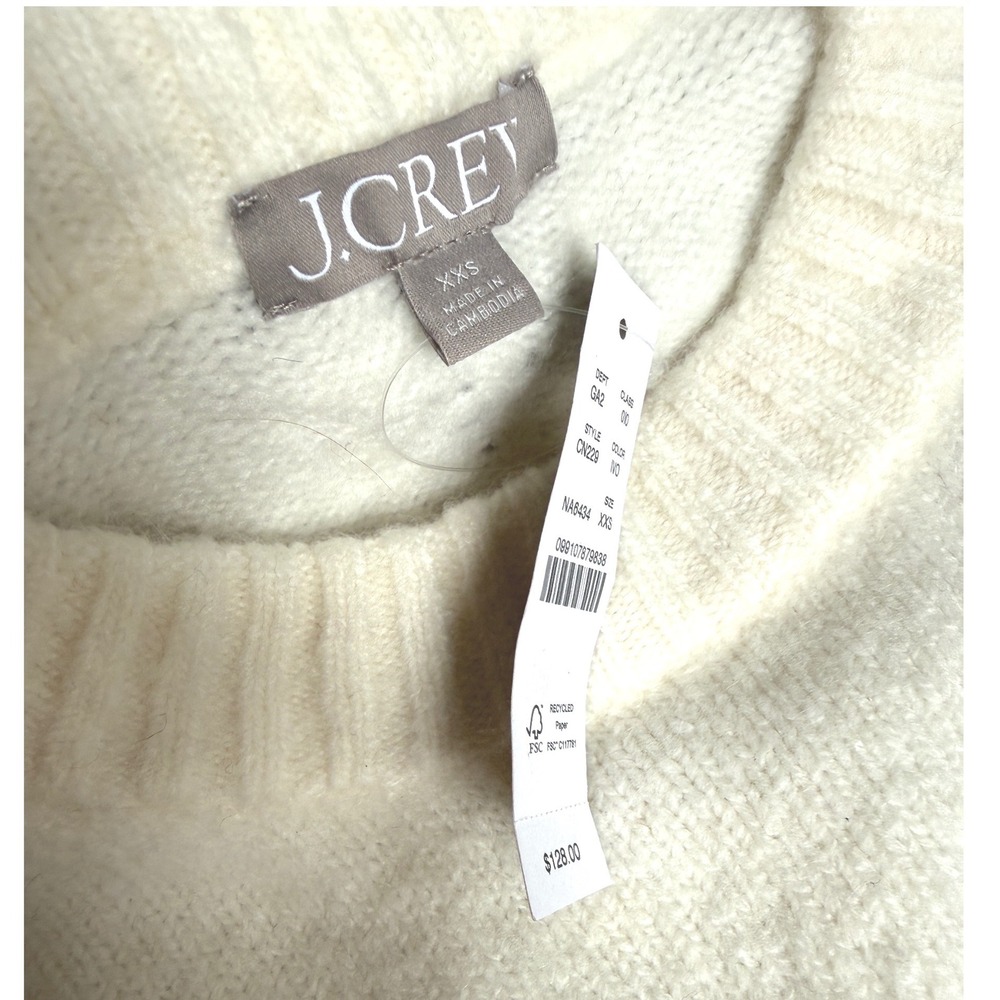 J CREW Relaxed crewneck pullover sweater NWT XXS ivory - Picture 4 of 8